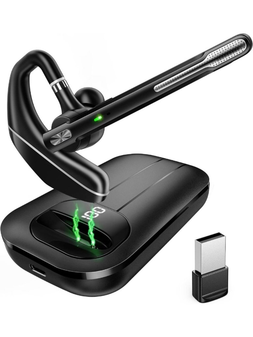 Wireless Bluetooth Headset V5.3, Noise Canceling Earpiece, 96H Talk Time